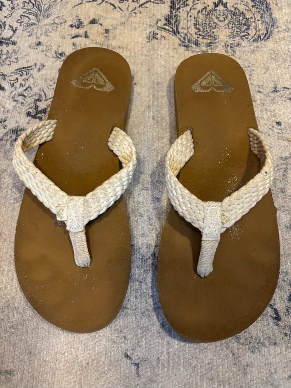 Braided Strap Beige Women's Flip Flops
